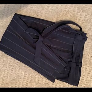 Blue pinstripe paper bag dress pants